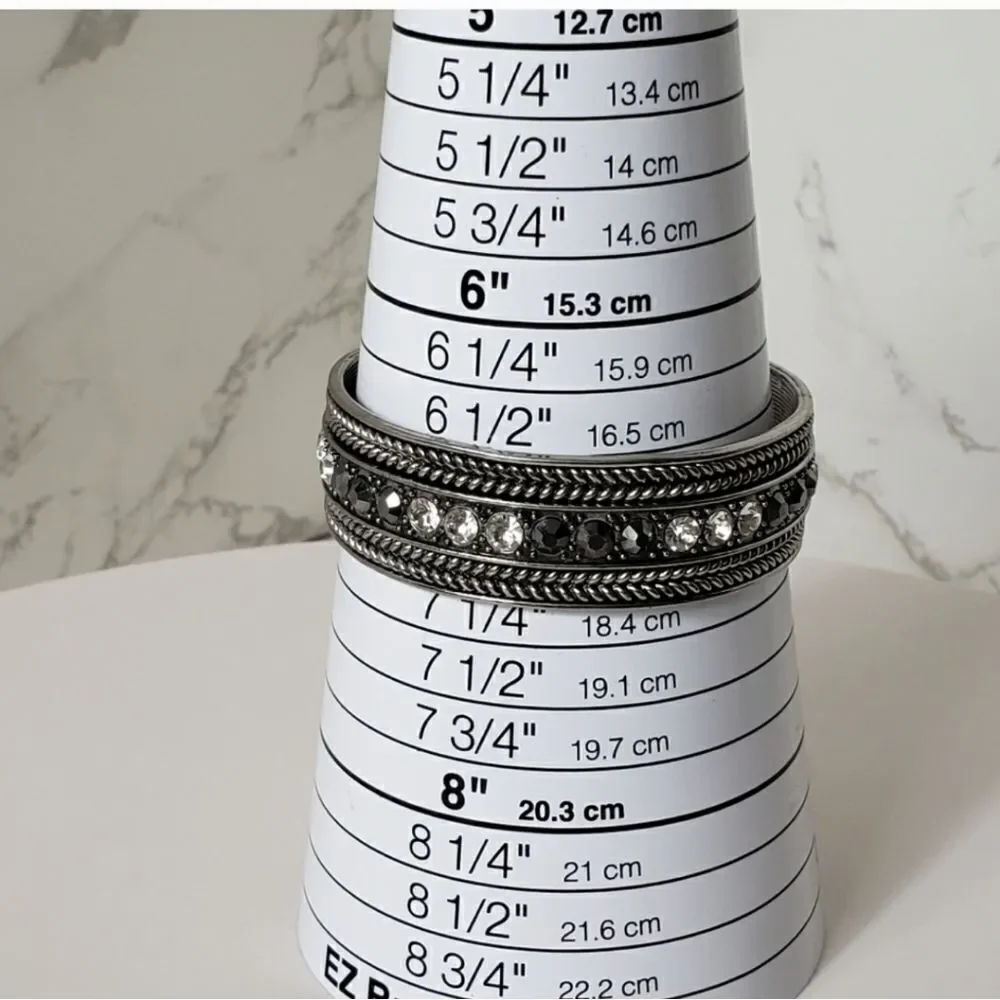 STAINLESS STEEL Crystal Embellished Metal Cuff Bracelet